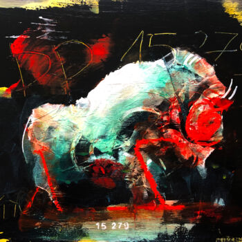 Painting titled "Bison 15 279" by Loic Tarin (Doudoudidon), Original Artwork, Acrylic
