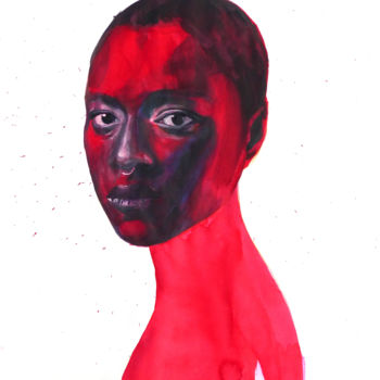 Peinture intitulée "ange rouge" par Loïc Burzotta, Œuvre d'art originale, Aquarelle