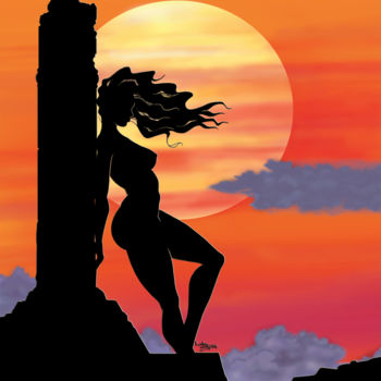 Artes digitais intitulada "silhouette au crépu…" por Loky D. Dydë, Obras de arte originais, Pintura digital