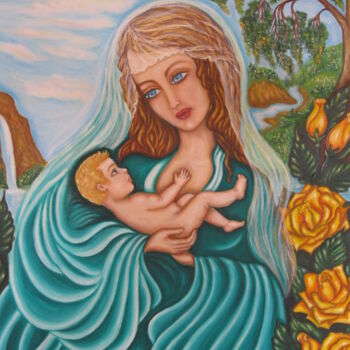 Painting titled "Vierge" by Lola Didenko, Original Artwork, Oil
