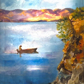 Pintura intitulada "Pêcheur" por Lola Jumaeva Novikova, Obras de arte originais, Óleo