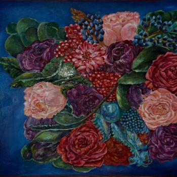Malerei mit dem Titel "Roses" von Lola Jumaeva Novikova, Original-Kunstwerk, Öl