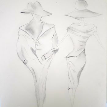Drawing titled "Couple glamour" by Lola Lea, Original Artwork, Pencil