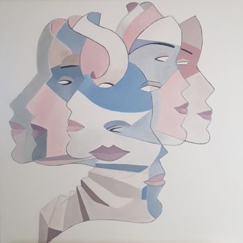 Peinture intitulée "L'homme et ses masq…" par Lola Lea, Œuvre d'art originale, Acrylique