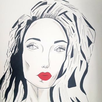 Painting titled "La beauté d'une fem…" by Lola Lea, Original Artwork, Acrylic