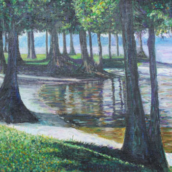 Painting titled "Lake" by Suriko, Original Artwork, Acrylic
