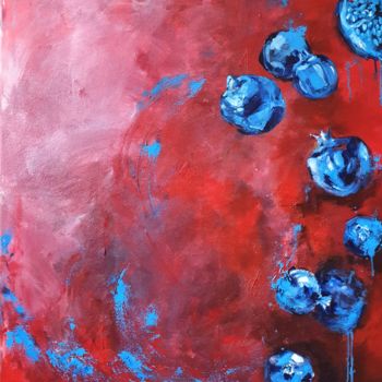 Pintura intitulada "Blue pomegranate" por Lola Umarova, Obras de arte originais, Acrílico