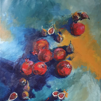 Картина под названием "Figs and pomegranate" - Lola Umarova, Подлинное произведение искусства, Акрил