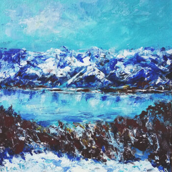 Pintura titulada "lake Tahoe art wint…" por Olga Tsyhypko, Obra de arte original, Acrílico Montado en Bastidor de camilla de…