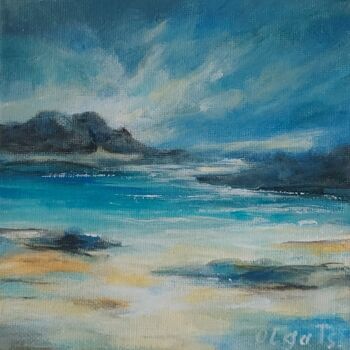 Painting titled "Small Coastal Artwo…" by Olga Tsyhypko, Original Artwork, Acrylic Mounted on Wood Stretcher frame