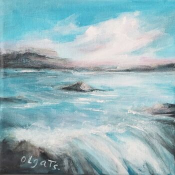 Pittura intitolato "Summer Seashore Art…" da Olga Tsyhypko, Opera d'arte originale, Acrilico Montato su Telaio per barella i…