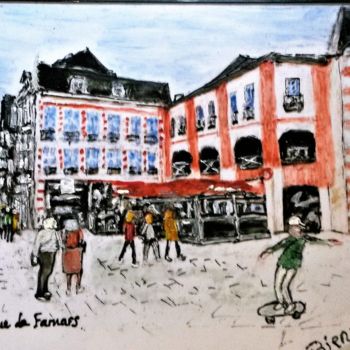 Painting titled "VALENCIENNES RUE DE…" by Lola Design59, Original Artwork, Stained glass painting Mounted on Wood Panel