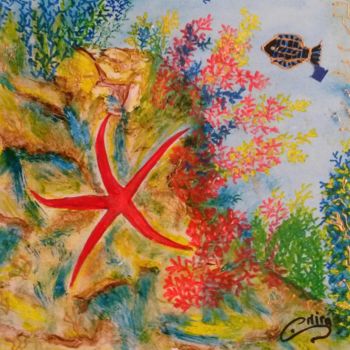 Painting titled "ÉTOILE. DE MER" by Lola Design59, Original Artwork, Stained glass painting