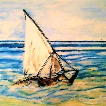 Painting titled "LEVEZ LES VOILES" by Lola Design59, Original Artwork, Stained glass painting Mounted on Cardboard