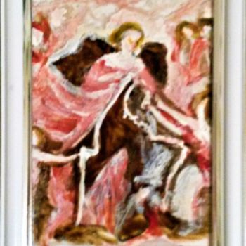 Ζωγραφική με τίτλο "Demandez à Notre Da…" από Lola Design59, Αυθεντικά έργα τέχνης, Βιτρό ζωγραφική Τοποθετήθηκε στο Ξύλινο…