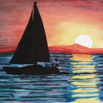 Peinture intitulée "bateau" par Jade, Œuvre d'art originale