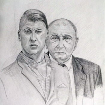 Drawing titled "Two From Palermo" by Alex Titenkov, Original Artwork, Graphite