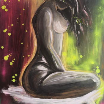 Картина под названием "Méditation" - Olga Leteinturier (Lolik), Подлинное произведение искусства, Акрил Установлен на Деревя…
