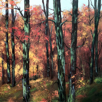 Painting titled "Forest Oil Painting…" by Lolita Ros, Original Artwork, Oil