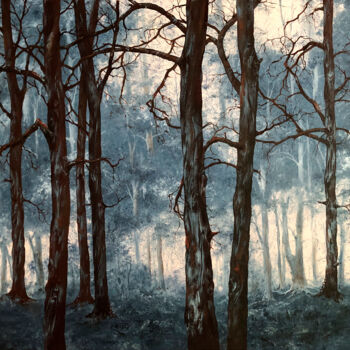 Painting titled "Forest Oil Painting…" by Lolita Ros, Original Artwork, Oil
