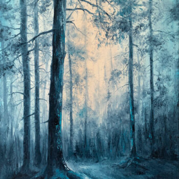 Painting titled "Mystical Forest Oil…" by Lolita Ros, Original Artwork, Oil