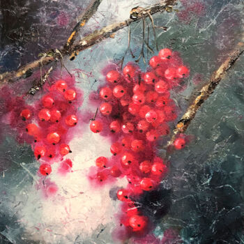 Painting titled "Red Fruits Painting…" by Lolita Ros, Original Artwork, Oil