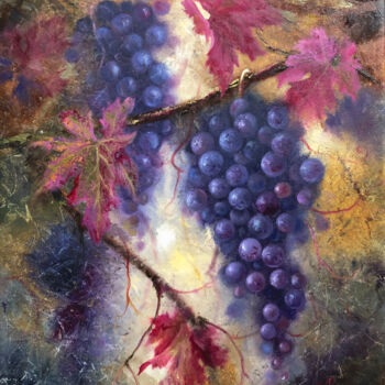 Painting titled "Grape Painting Frui…" by Lolita Ros, Original Artwork, Oil