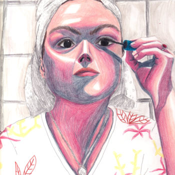 Rysunek zatytułowany „Pink lady” autorstwa Laure Maniere, Oryginalna praca, Ołówek