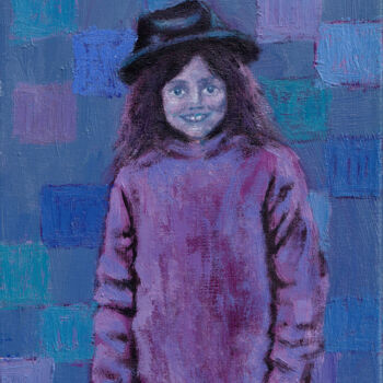 Malarstwo zatytułowany „Girl with a hat” autorstwa Laure Maniere, Oryginalna praca, Gwasz