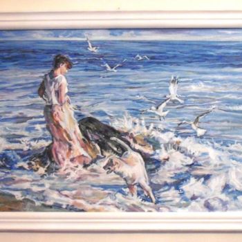 Painting titled "Marina (part 3)" by Vranceanu Aurelian, Original Artwork, Oil