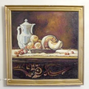 Pintura intitulada "cherry peach & melon" por Vranceanu Aurelian, Obras de arte originais, Óleo