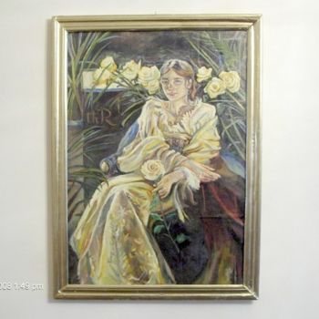 Painting titled "yellow roses" by Vranceanu Aurelian, Original Artwork, Oil