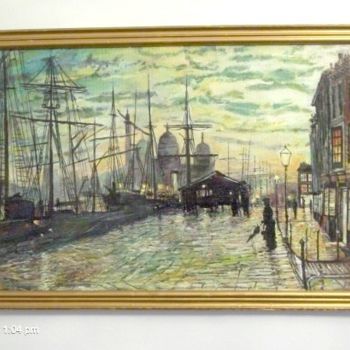 Painting titled "Docks Hull" by Vranceanu Aurelian, Original Artwork, Oil