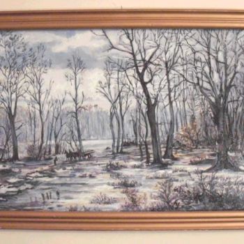 Painting titled "After first snow" by Vranceanu Aurelian, Original Artwork, Oil