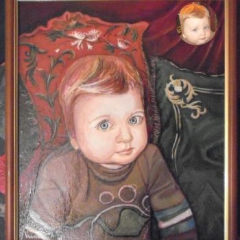 Painting titled "Little Razvan" by Vranceanu Aurelian, Original Artwork, Oil