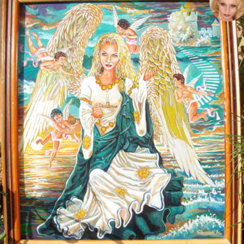 Painting titled "My Angel Jophiel" by Vranceanu Aurelian, Original Artwork, Oil