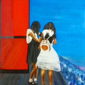 Painting titled "Shopping" by Lonicera, Original Artwork, Oil