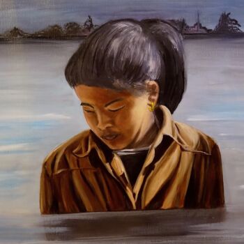 Malerei mit dem Titel "Jeune Birmane - You…" von Lonicera, Original-Kunstwerk, Öl