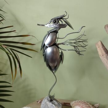 Sculpture intitulée "Hippocampe des mers…" par Looki0732, Œuvre d'art originale, Métaux