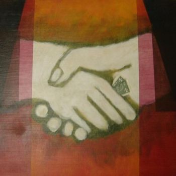 Painting titled "Business agreement" by Helene, Original Artwork, Oil