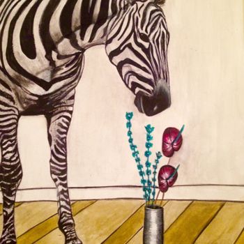 Painting titled "zebre.jpg" by Helene, Original Artwork, Acrylic