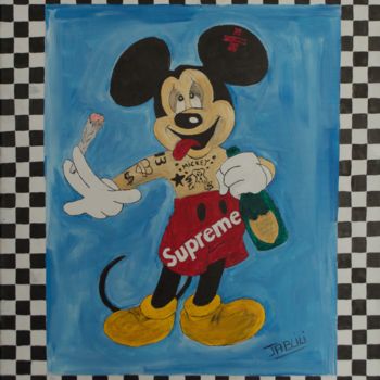 Peinture intitulée "Supreme Mickey Mouse" par Mounir Jablili, Œuvre d'art originale, Acrylique