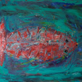 Peinture intitulée "Underwater fish (20…" par Mounir Jablili, Œuvre d'art originale, Acrylique