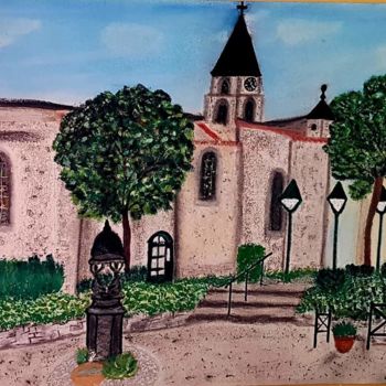 Painting titled "Place des marronnie…" by Élisa Jau, Original Artwork, Pastel