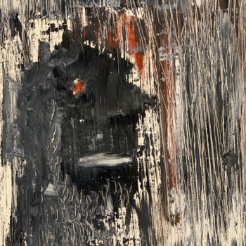 Painting titled "Black Sad Man 2022-6" by Lora Pavlova, Original Artwork, Oil