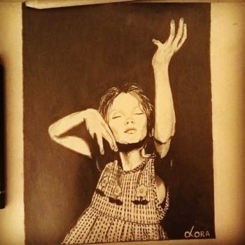 Desenho intitulada "Petite fille" por Lora, Obras de arte originais, Grafite