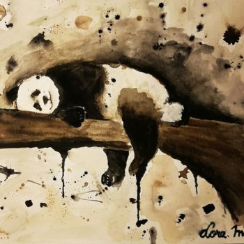 Schilderij getiteld "Panda" door Lora, Origineel Kunstwerk, Aquarel
