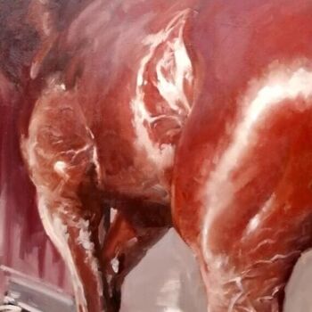 Картина под названием "cheval DEAUVILLE ,c…" - Lorann Lacave -Ladeuix, Подлинное произведение искусства, Масло Установлен на…