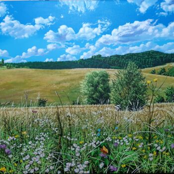 Peinture intitulée "Flowery field" par Lorant Cucui, Œuvre d'art originale, Acrylique