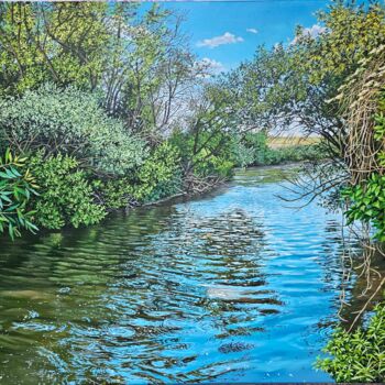 Painting titled "River" by Lorant Cucui, Original Artwork, Acrylic